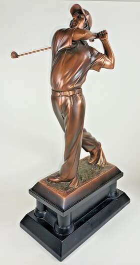 Gsn02 Raskins Trophies And Awards Large Metal Bronze Look Golf Trophy. 16.25 Inch Tall. No Inscriptions