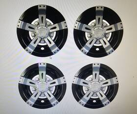 Cap-0053 Red Hawk Golf Cart Hubcaps 8 Inch Univ Wheel Covers Hub Caps 4 Pack Silver Metallic/black