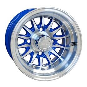 Et-15.5 Red Hawk Tir-474 Wheel Machined With Blue Center Cap 10x7 Golf Carts