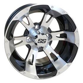 Tir-rx320 Red Hawk Wheel Machined With Black Center Cap 12x7 Et-25 Golf Carts