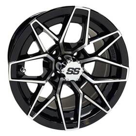 Tir-rx380 Red Hawk Wheel Machined Gloss Finish Black Golf Carts