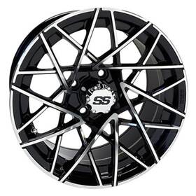 Tir-rx394 Red Hawk Wheel Machined Gloss Finish Black Golf Carts Tir-rx394 Red Hawk Wheel Machined Gloss Finish Black Golf Carts