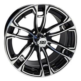 Tir-rx398 Red Hawk Wheel Machined Gloss Black 15x7 Et-25 Golf Carts
