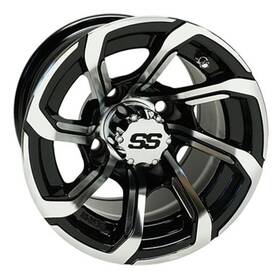 Tir-rx403 Red Hawk Wheel Machined Gloss Black 10x7 Et-25 Golf Carts