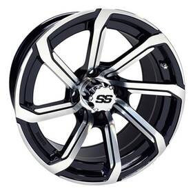 Tir-rx404 Red Hawk Wheel Machined Gloss Black 14x7 Et-25 Golf Carts