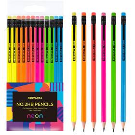 Rdvneon01 Redvanta Pre-sharpened Pencils #2 Hb For Kids 1 Count Pack Of 12 Neon