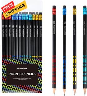 Rdvst-02 Redvanta Pencils #2 Pre-sharpened Cute For Kids 1 Count Pack Of 12 Black