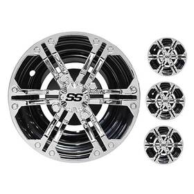 Cap-0063 Rhox Red Hawk Wheel Cover 10 Inch Daytona Chrome With Black Set Of 4