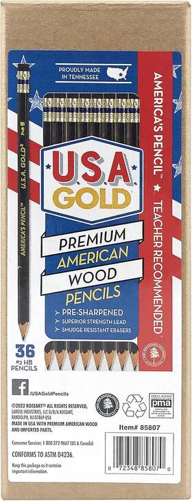 85808 Roseart U.s.a. Gold Pre-sharpened American Wood 1 Count Pack Of 48 Black