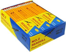 Seagull 739197631857 Pencils Pre-sharpened No. 2 144/box 12 Count Pack Of Yellow
