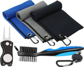 Slicknik 860007431708 Golf Towel Pack - 3 Microfiber Waffle Pattern Towels Small Blue