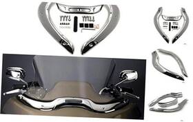 Smt-mt449-cd1 Smt-moto Smt- Windshield Windscreen Trim Chrome Fit Compatible With 04-13 Harley Cvo