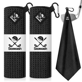 Golf02 Soowash Magnetic Golf Towel 2-pack 18x18 Inch Microfiber 18 X 18-inch Black