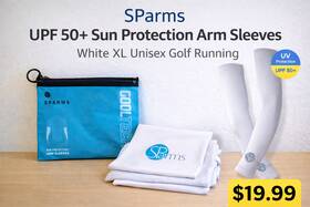 Sparms 351644000378 Upf 50 Sun Protection Arm Sleeves White Xl Unisex Golf Running