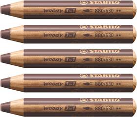 Stabilo 4006381111287 Multi-talented Pencil Woody 3-in-1 - Box 5 Count Pack Of 1 Brown