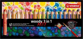 Stabilo 880/18-1-20 Multi-talented Pencil Woody 3 In 1 Count Pack Of 18 - Multicolor