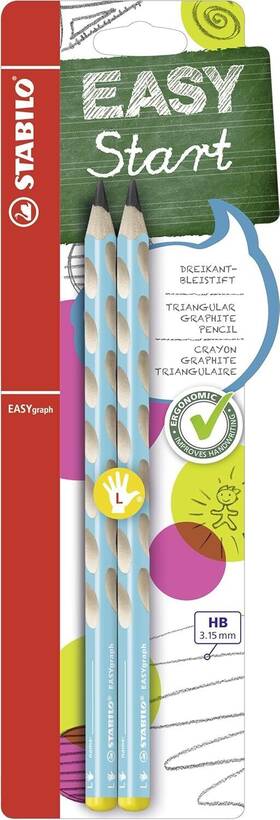 B-49825-5 Stabilo Handwriting Pencil - Easygraph Left 1 Count Pack Of 2 Blue
