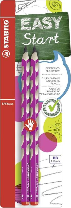 B-50648-10 Stabilo Easygraph Handwriting Right Handed Pencil - Pink Hb Pack Of 2