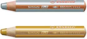 Woody-2gs Stabilo Multi-talented Pencil Woody 3-in-1 - Pack 1 Count Of 2 Silver