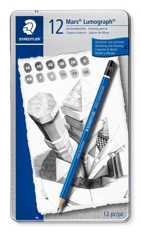Staedtler 722301061817 Mars Lumograph Art Drawing 12 Count Pack Of 1 Silver/blue Staedtler 722301061817 Mars Lumograph Art Drawing 12 Count Pack Of 1 Silver/blue