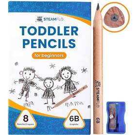 Pncl8s Steamflo Learning Pencils For Toddlers 2-4 Years Kids 8 Count Pack Of 1 Brown