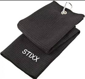 33445 Stixx Tri-fold Microfiber Golf Towel. Light Weight And Quick Drying. Best Black