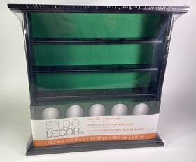 Studio Decor 886946623257 Golf Ball Display Shelf Case Wall Hanging Black Green Fits 25 Balls 14x13 Bnip