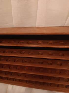 6411c5 Tannery Lane 60 Slot Wood Collectible Golf Ball Display Case Shelf Wall Mount Co