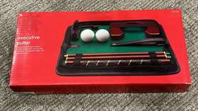 Target 490441500236 Executive Golf Travel Wood Shaft Putter Ball Faux Leather Case New