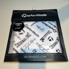 N8949801 Taylormade New Tm23 Logo Microfiber Cart Towel White And Black 15 Inch X 24