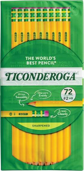 Ticonderoga 072067139726 Wood-cased Pencils Pre-sharpened 2 Hb Soft Yellow 72