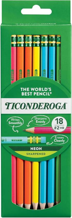 13018 Ticonderoga Wood-cased Pencils Pre-sharpened #2 18 Count Pack Of 1 Blue