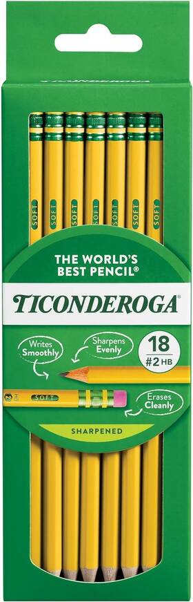13818-sp Ticonderoga Wood-cased Pencils Pre-sharpened 18 Count Pack Of 6 Graphite