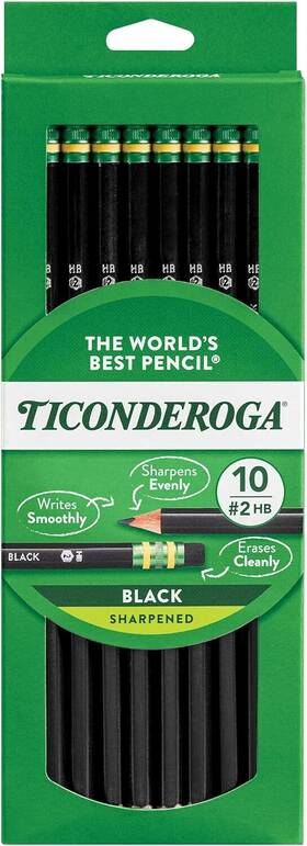 13915 Ticonderoga Wood-cased Pencils Pre-sharpened 2 10 Count Pack Of 1 Black