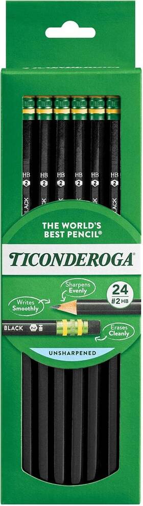 13926 Ticonderoga Wood-cased Pencils 2 Hb Soft Black 24 Count Pack Of 1