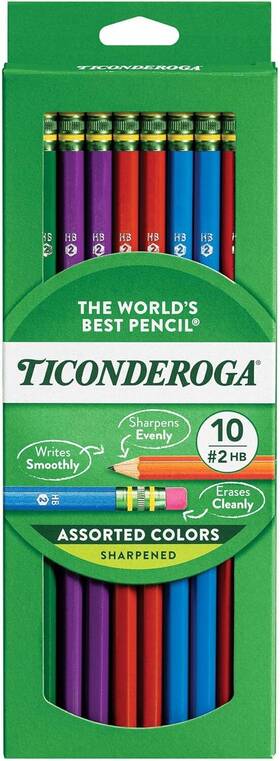13932 Ticonderoga Pencils Wood-cased Graphite #2 Hb 10 Count Pack Of 1 Black