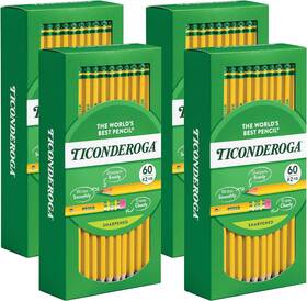 14634 Ticonderoga Wood-cased Pencils Pre-sharpened 2 60 Count Pack Of 4 Yellow