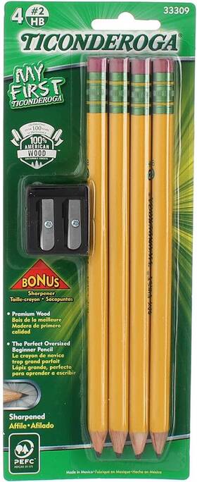 33309 Ticonderoga Large Size Pencil Kit With Sharpener Set Of 6 Yellow