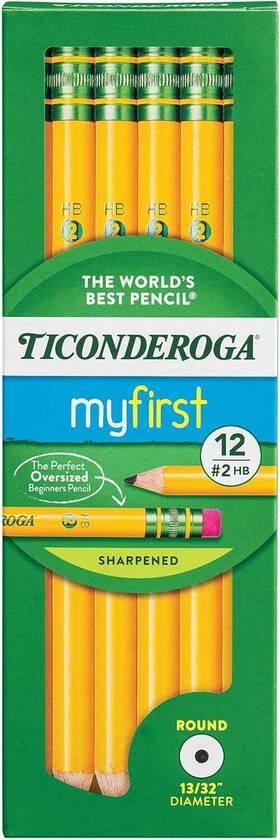 33312 Ticonderoga My First Wood-cased Pencils 12 Count Pack Of 1 Yellow