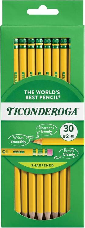 Ticonderoga 659233112563 Wood-cased Pencils Pre-sharpened #2 Hb Soft Yellow 30