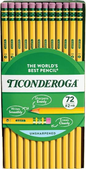 Ticonderoga 800187771171 Wood-cased Pencils Unsharpened 2 72 Count Pack Of 1 Yellow