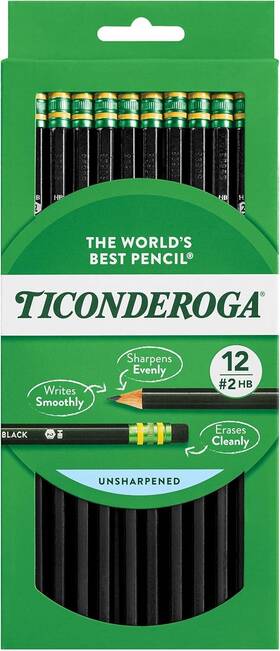 Dix-13953 Ticonderoga Pencils Wood-cased Graphite #2 Hb 12 Count Pack Of 72 Black