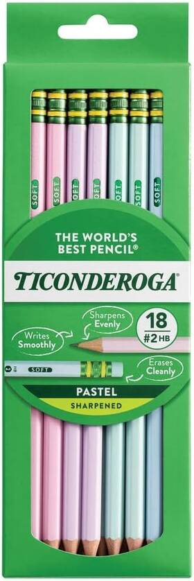 Dix13718 Ticonderoga Wood-cased Pencils Pre-sharpened 2 Hb 18 Count Pack Of 1