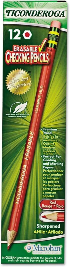 Dix14259 Ticonderoga 14259 Erasable Colored Pencils 2.6 Mm Cme Red