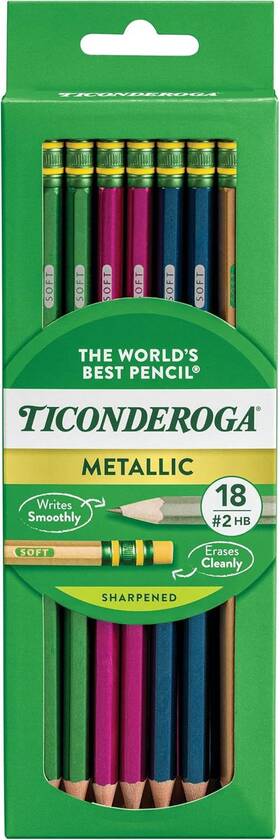X-13518 Ticonderoga Wood-cased Pencils Pre-sharpened 18 Count Pack Of 1 Metallic