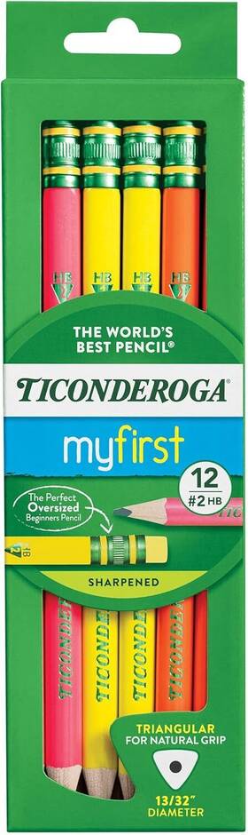 X13012 Ticonderoga My First Tri-write Wood-cased Pencils Pre-sharpened 2 Assorted