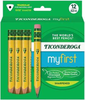 X33012 Ticonderoga My First Short Triangular Wood-cased 1 Count Pack Of 12 Yellow