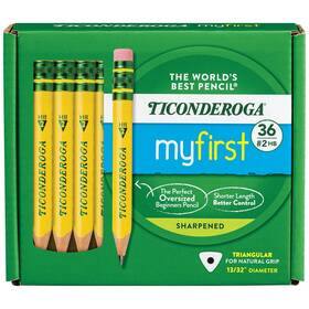 Ticonderoga X33136 My First Short Triangular Wood-cased 1 Count Pack Of 36 Yellow