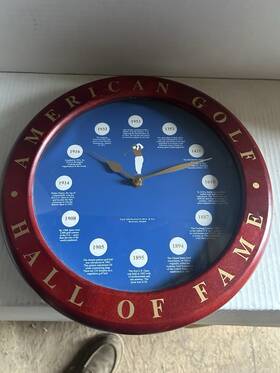 Time Instruments 011844051066 American Golf Hall Of Fame 9 Inch Cherry Wood Finish Battery Quartz Wall Clock Works
