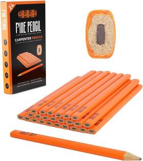 24carppenpp Tom Dick And Harry Tools Carpenter Pencils Pack Of 24 - Ergonomic Design Pencil Orange